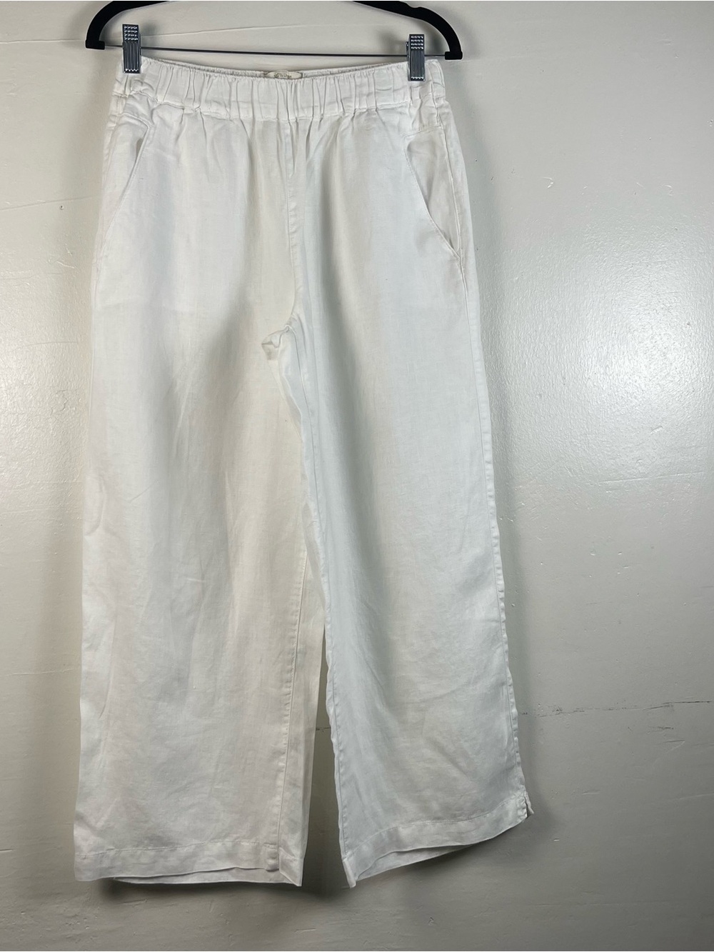 Cynthia Rowley 100% Linen White Wide Leg Pull-On Pants Size Small
